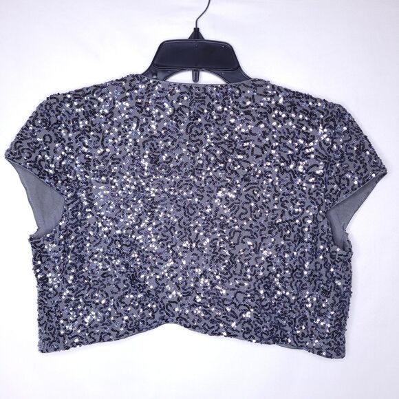 Express Sequin Sweater Large Gray Shrug Mini Cropped NWT - Picture 5 of 11
